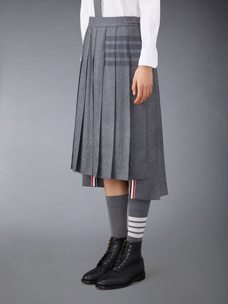 FLANNEL 4-BAR MIDI PLEATED SKIRT MED GREY