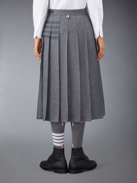 FLANNEL 4-BAR MIDI PLEATED SKIRT MED GREY