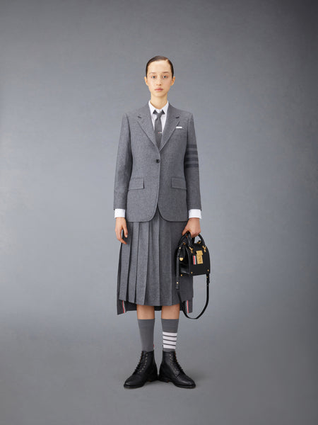 FLANNEL 4-BAR MIDI PLEATED SKIRT MED GREY
