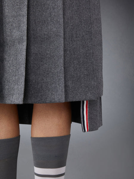 FLANNEL 4-BAR MIDI PLEATED SKIRT MED GREY