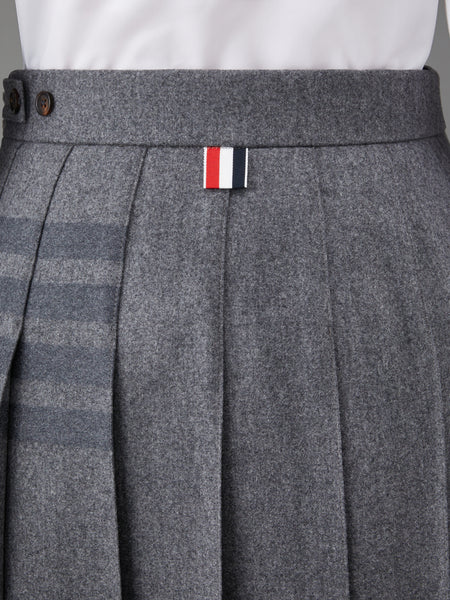 FLANNEL 4-BAR MIDI PLEATED SKIRT MED GREY