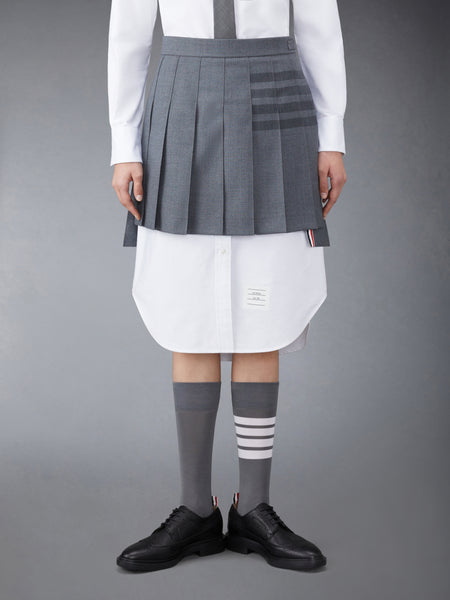 SCHOOL UNIFORM 4-BAR PLEATED MINI SKIRT MED GREY