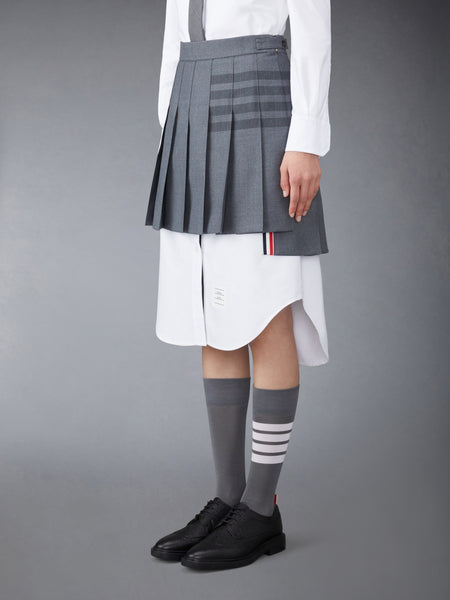 SCHOOL UNIFORM 4-BAR PLEATED MINI SKIRT MED GREY