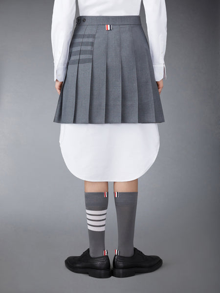 SCHOOL UNIFORM 4-BAR PLEATED MINI SKIRT MED GREY