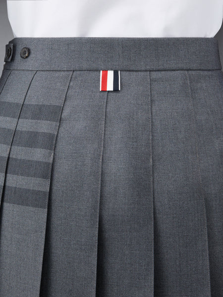 SCHOOL UNIFORM 4-BAR PLEATED MINI SKIRT MED GREY