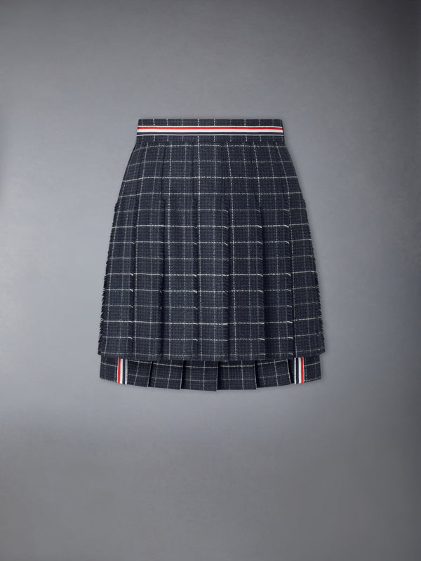 WINDOWPANE HOUNDSTOOTH TEVIOT TWEED PLEATED MINI SKIRT - featured image