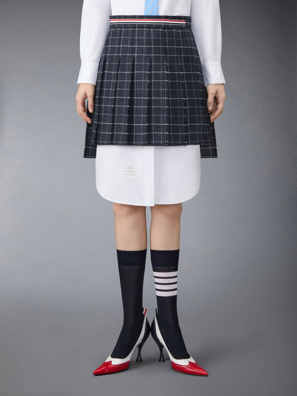 WINDOWPANE HOUNDSTOOTH TEVIOT TWEED PLEATED MINI SKIRT - image 1