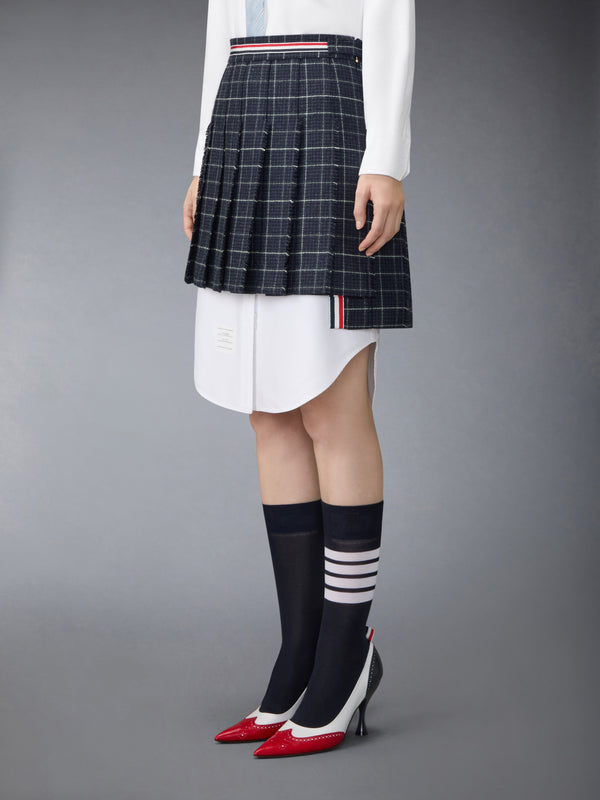 WINDOWPANE HOUNDSTOOTH TEVIOT TWEED PLEATED MINI SKIRT - image 2