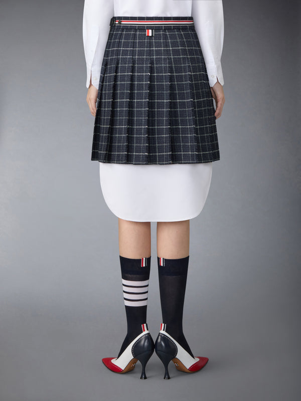 WINDOWPANE HOUNDSTOOTH TEVIOT TWEED PLEATED MINI SKIRT - image 3