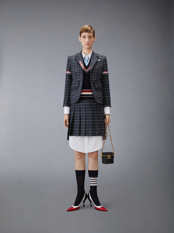 WINDOWPANE HOUNDSTOOTH TEVIOT TWEED PLEATED MINI SKIRT - image 4