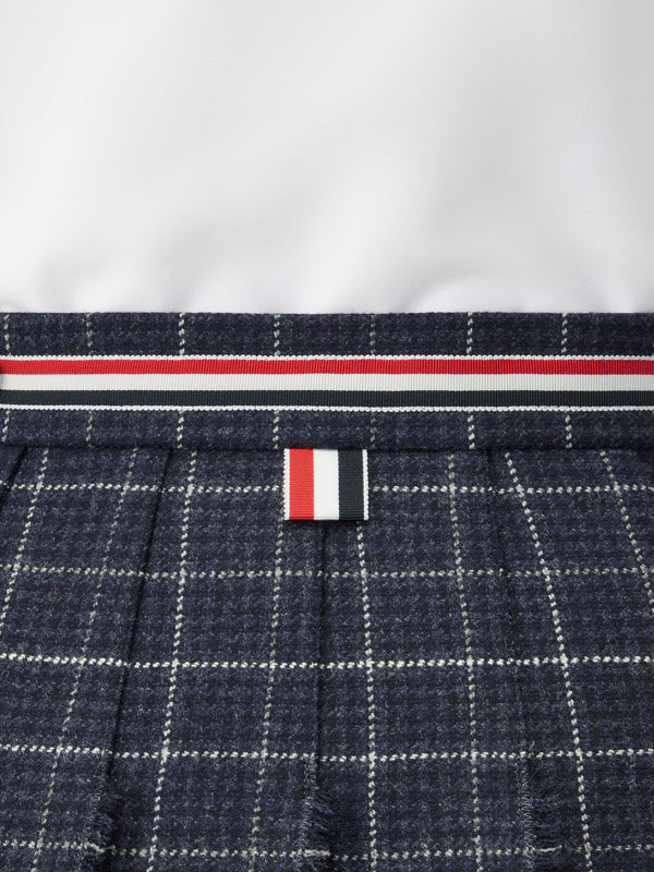 WINDOWPANE HOUNDSTOOTH TEVIOT TWEED PLEATED MINI SKIRT - image 5