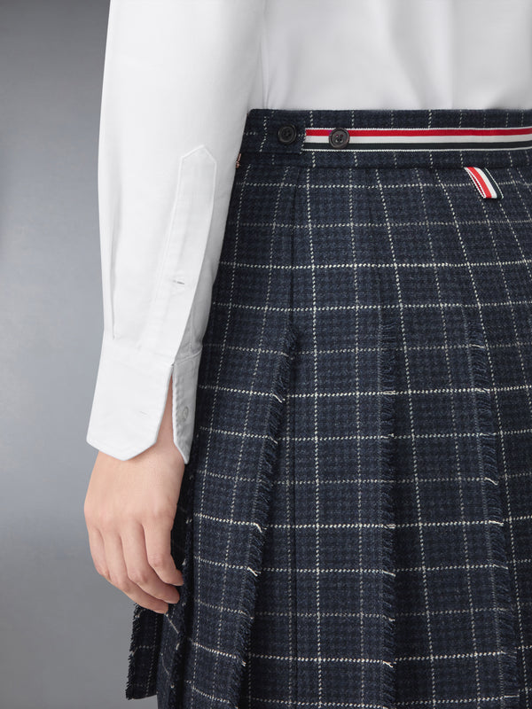 WINDOWPANE HOUNDSTOOTH TEVIOT TWEED PLEATED MINI SKIRT - image 6