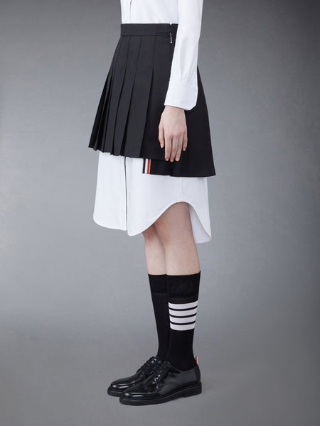 WOOL FRESCO PLEATED MINI SKIRT BLACK