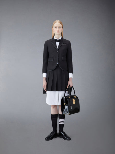 WOOL FRESCO PLEATED MINI SKIRT BLACK