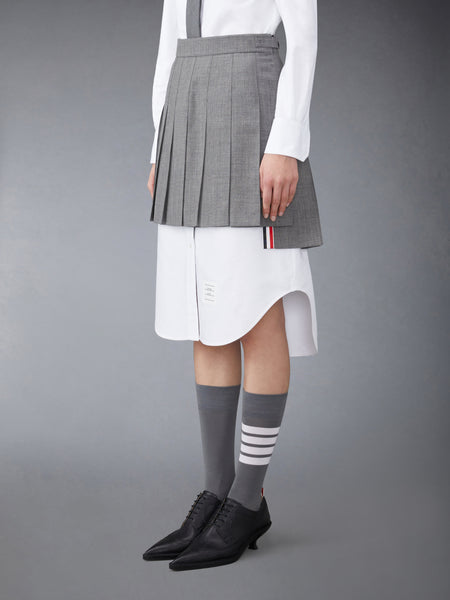 WOOL FRESCO PLEATED MINI SKIRT MED GREY