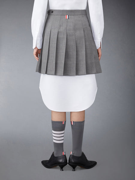 WOOL FRESCO PLEATED MINI SKIRT MED GREY