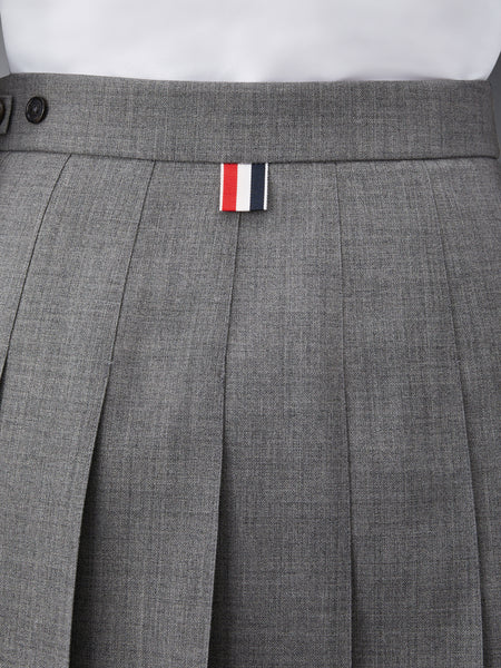 WOOL FRESCO PLEATED MINI SKIRT MED GREY