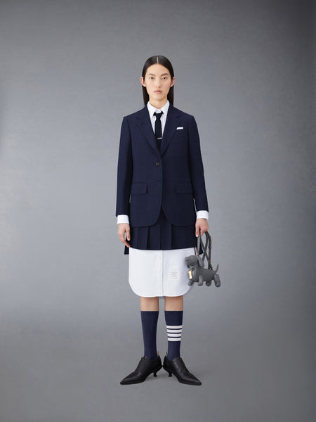 WOOL FRESCO PLEATED MINI SKIRT NAVY
