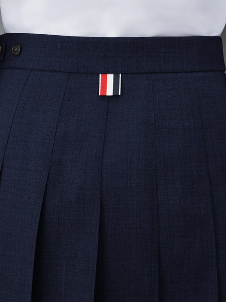 WOOL FRESCO PLEATED MINI SKIRT NAVY