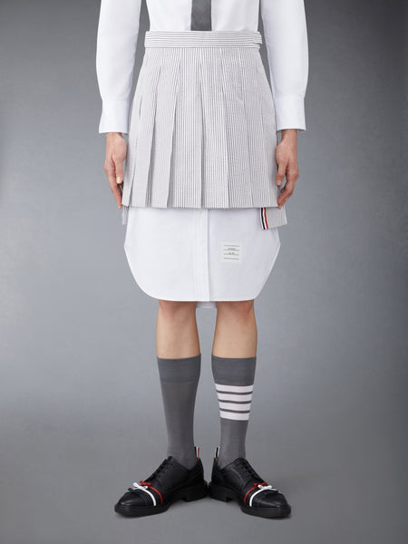 SEERSUCKER PLEATED MINI SKIRT MED GREY