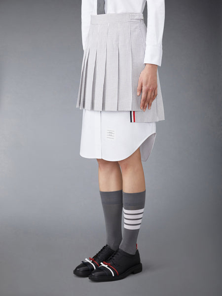 SEERSUCKER PLEATED MINI SKIRT MED GREY