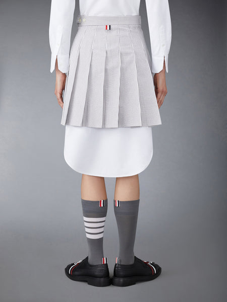 SEERSUCKER PLEATED MINI SKIRT MED GREY
