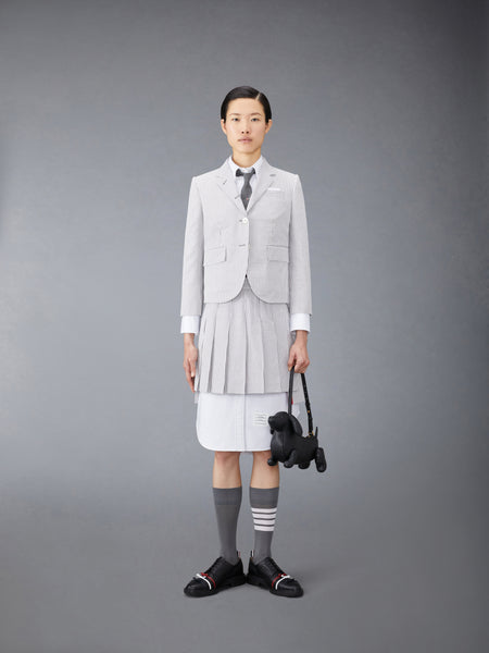 SEERSUCKER PLEATED MINI SKIRT MED GREY