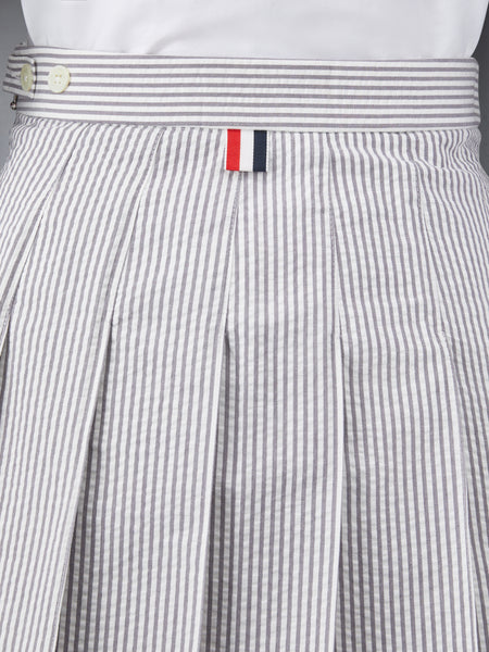 SEERSUCKER PLEATED MINI SKIRT MED GREY
