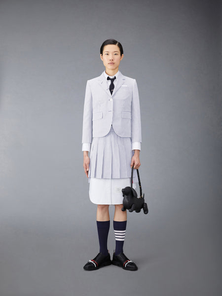 SEERSUCKER PLEATED MINI SKIRT NAVY