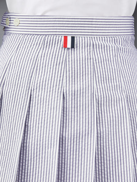 SEERSUCKER PLEATED MINI SKIRT NAVY