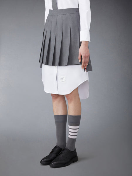 SUPER 120'S TWILL PLEATED MINI SKIRT MED GREY