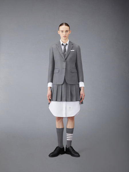 SUPER 120'S TWILL PLEATED MINI SKIRT MED GREY