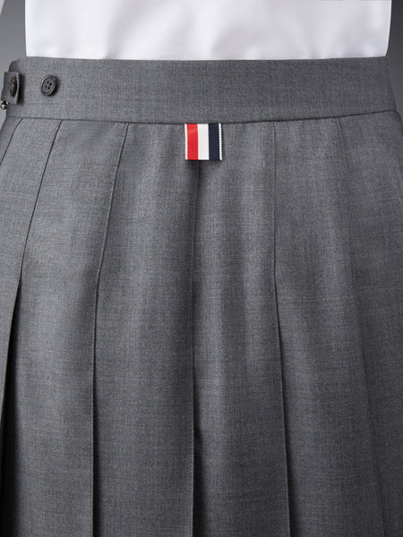 SUPER 120'S TWILL PLEATED MINI SKIRT MED GREY