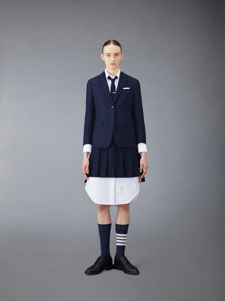 SUPER 120'S TWILL PLEATED MINI SKIRT NAVY