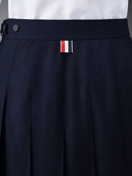 SUPER 120'S TWILL PLEATED MINI SKIRT NAVY