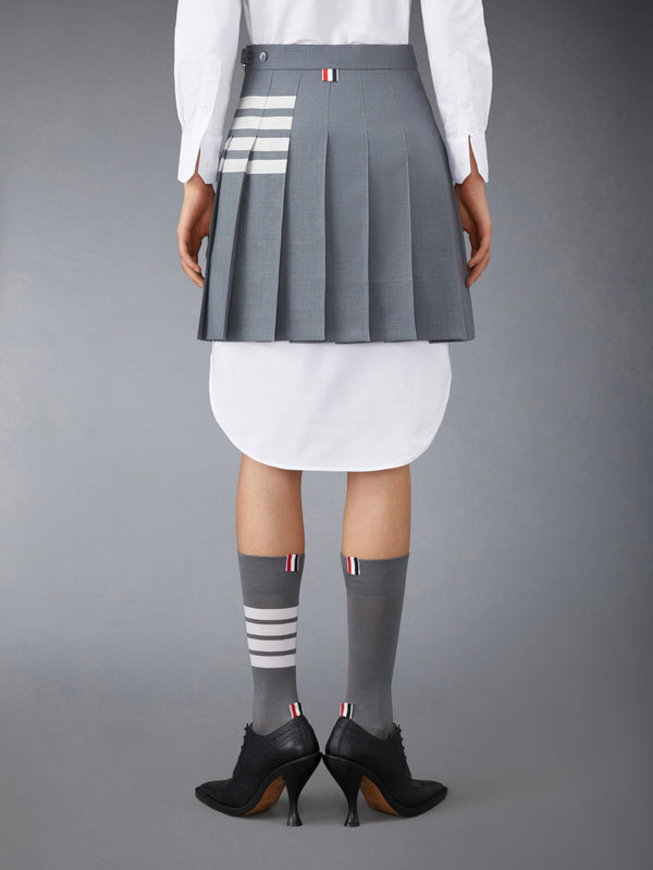 PLAIN WEAVE 4-BAR PLEATED MINI SKIRT - image 3