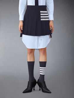 PLAIN WEAVE 4-BAR PLEATED MINI SKIRT