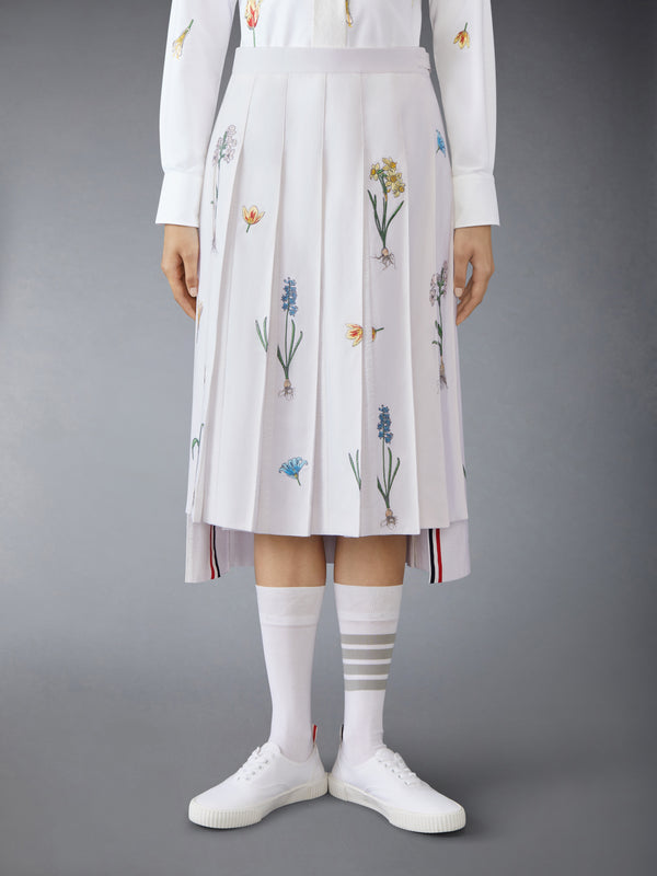 CLASSIC COTTON LINEN BOTANICAL FLOWER PLEATED SKIRT - image 1