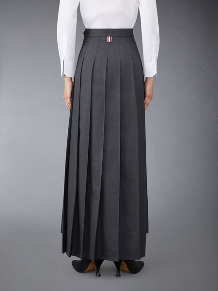 SUPER 120’S TWILL PLEATED MAXI SKIRT DARK GREY