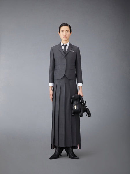 SUPER 120’S TWILL PLEATED MAXI SKIRT DARK GREY
