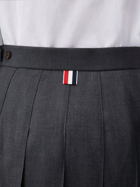 SUPER 120’S TWILL PLEATED MAXI SKIRT DARK GREY