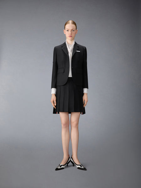 3-PLY WOOL MOHAIR PLEATED MINI SKIRT BLACK