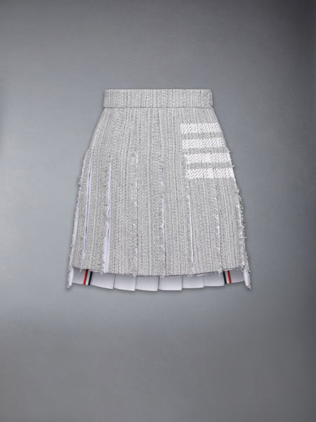 SOLID TWEED 4-BAR PLEATED MINI SKIRT MEDIUM GREY