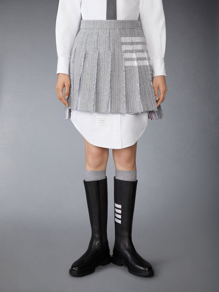 SOLID TWEED 4-BAR PLEATED MINI SKIRT MEDIUM GREY