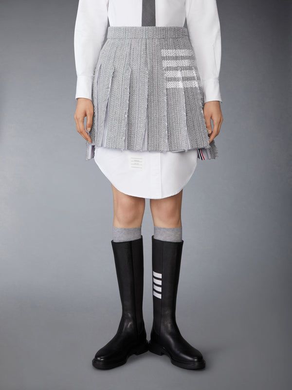 SOLID TWEED 4-BAR PLEATED MINI SKIRT - image 1