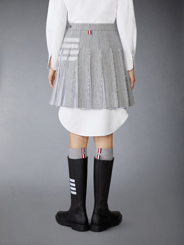 SOLID TWEED 4-BAR PLEATED MINI SKIRT - image 3