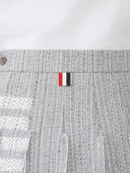 SOLID TWEED 4-BAR PLEATED MINI SKIRT MEDIUM GREY