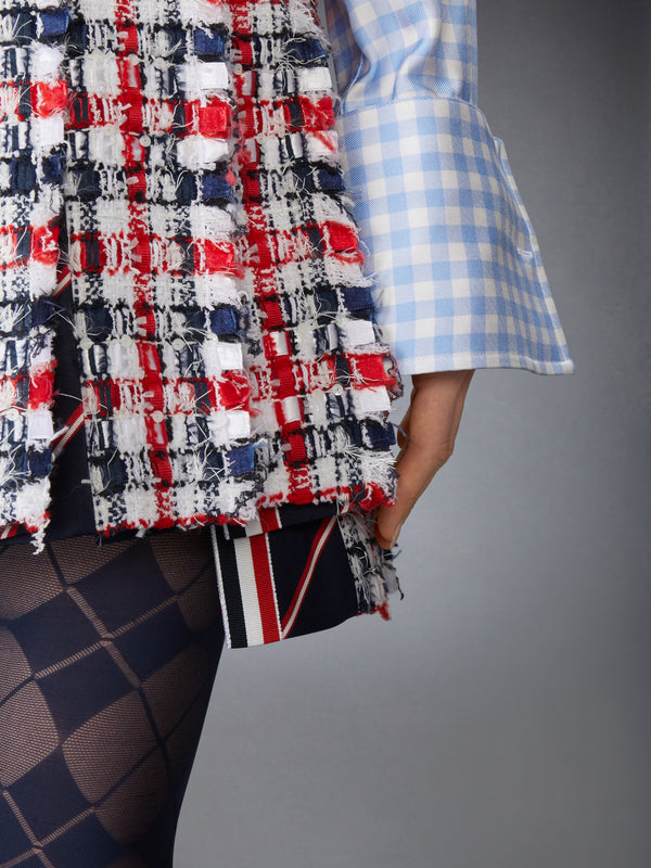 GINGHAM SATIN RIBBON TWEED PLEATED MINI SKIRT - image 6