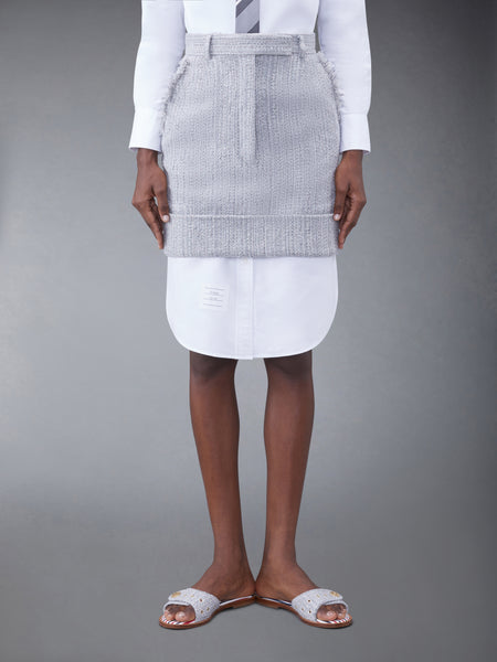 TWEED FRAY HIGH WAIST MINI SKIRT MED GREY