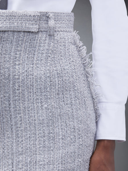 TWEED FRAY HIGH WAIST MINI SKIRT MED GREY